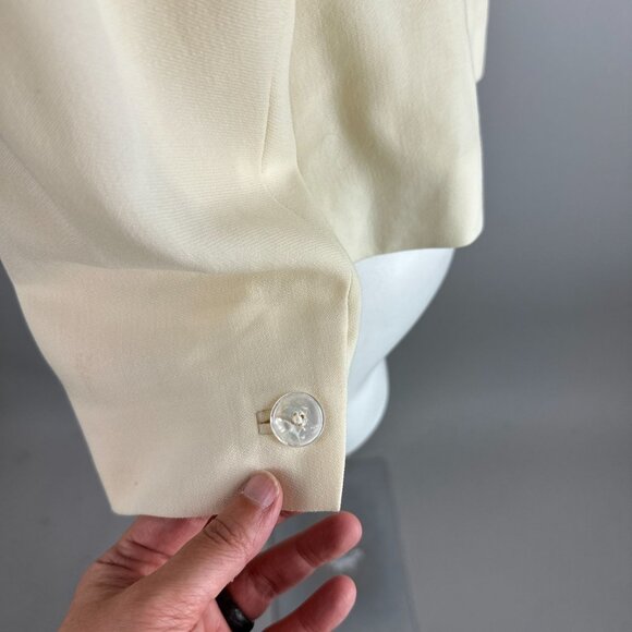 Ralph Lauren Black Label Womens Cream Ivory Ruffle Blazer Jacket Wool Size 8 - Picture 7 of 9